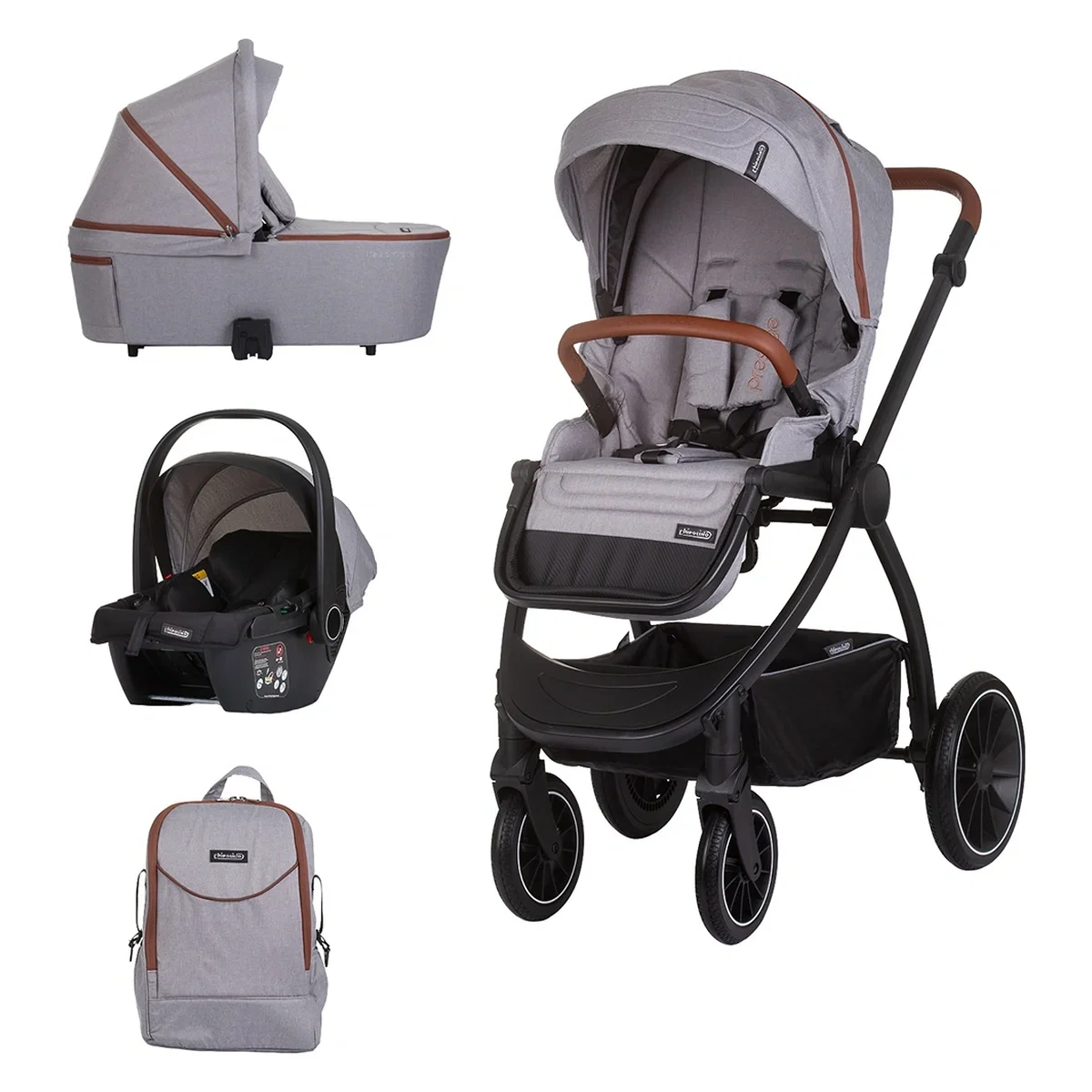 La plimbare - Carucior Chipolino Prestige 3 in 1 cloud grey 0 luni