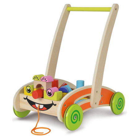 Jucarii bebelusi - Carucior Eichhorn Activity Walker cu 35 cuburi 1 an +