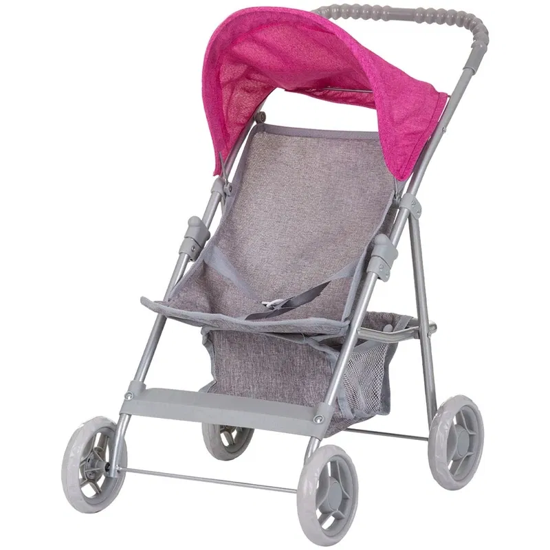 Carucioare papusi - Carucior pentru papusi Chipolino Alice grey pink linen