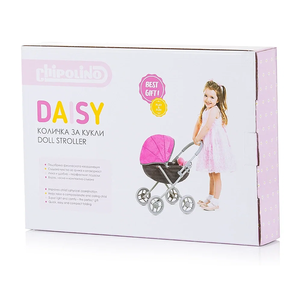 Carucior pentru papusi Chipolino Daisy, Grey pink linen 3 ani [4]