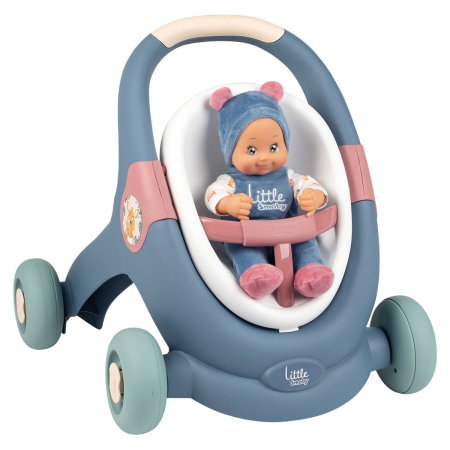 Carucioare papusi - Carucior pentru papusi Smoby Baby Walker 3 in 1 cu papusa 1 an +