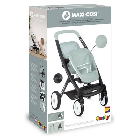 Carucior pentru papusi Smoby Maxi Cosi Twin albastru 3 ani + [5]