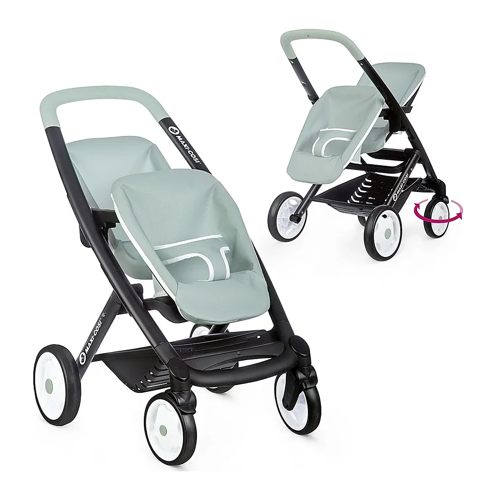 Carucior pentru papusi Smoby Maxi Cosi Twin albastru 3 ani + [1]
