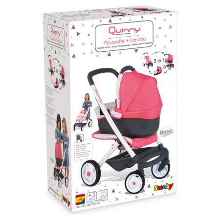Carucior pentru papusi Smoby Quinny Combi 3 in 1 roz 3 ani [6]