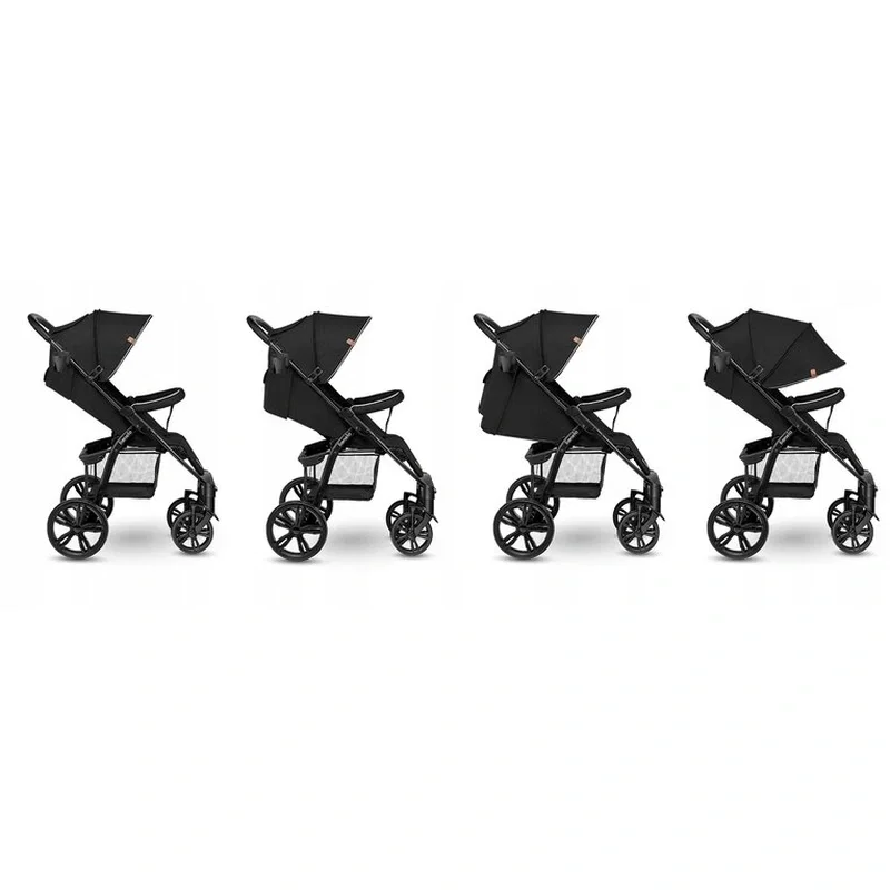 Carucior sport Annet Plus, De la nastere, Cu accesorii si capotina XXL reglabila, 0 - 22 Kg, Negru Lionelo [3]
