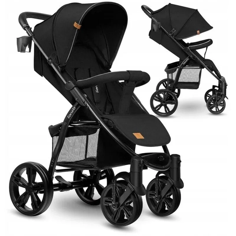 Carucior sport Annet Plus, De la nastere, Cu accesorii si capotina XXL reglabila, 0 - 22 Kg, Negru Lionelo [1]