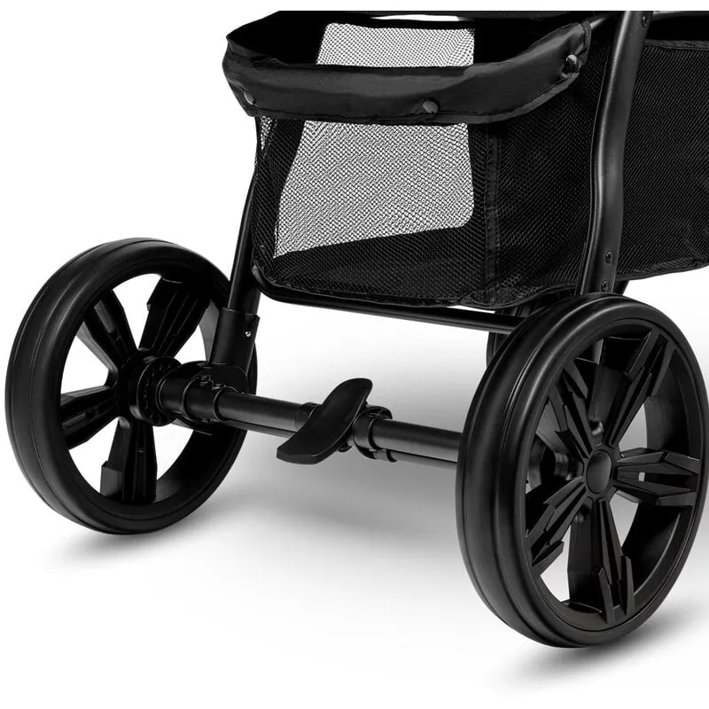 Carucior sport Annet Plus, De la nastere, Cu accesorii si capotina XXL reglabila, 0 - 22 Kg, Negru Lionelo [16]