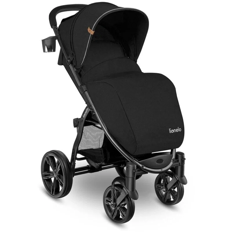 Carucior sport Annet Plus, De la nastere, Cu accesorii si capotina XXL reglabila, 0 - 22 Kg, Negru Lionelo [8]