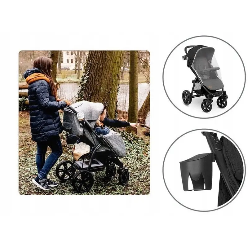 Carucior sport Annet Plus, De la nastere, Cu accesorii si capotina XXL reglabila, 0 - 22 Kg, Negru Lionelo [25]