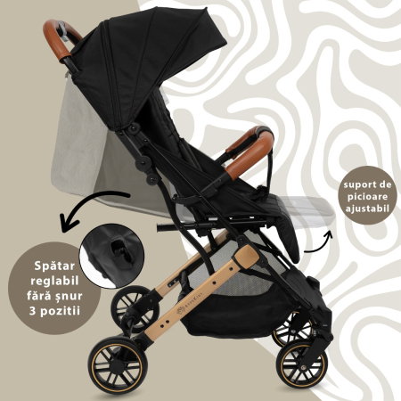 Carucior Sport AppeKids Travel, Ultracompact, tip troller, pana la 15 kg, pliere automata, cadru usor - 6.7 kg, Negru [4]