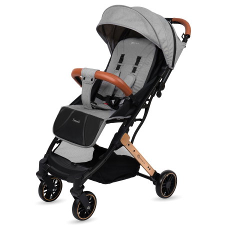 Carucioare sport - Carucior Sport AppeKids Travel, Ultracompact, tip troller, pana la 15 kg, pliere automata, cadru usor - 6.7 kg, Gri