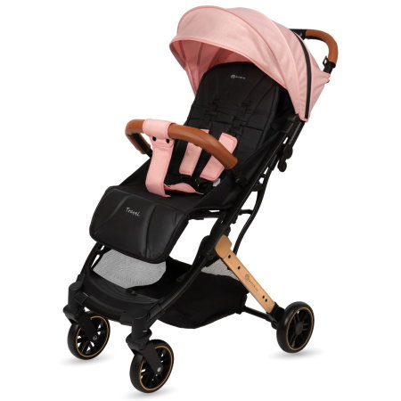 Carucioare sport - Carucior Sport AppeKids Travel, Ultracompact, tip troller, pana la 15 kg, pliere automata, cadru usor - 6.7 kg, Roz