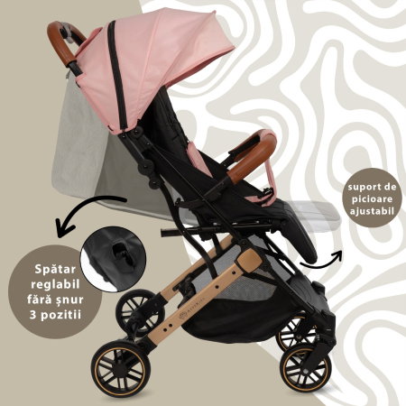 Carucior Sport AppeKids Travel, Ultracompact, tip troller, pana la 15 kg, pliere automata, cadru usor - 6.7 kg, Roz [3]