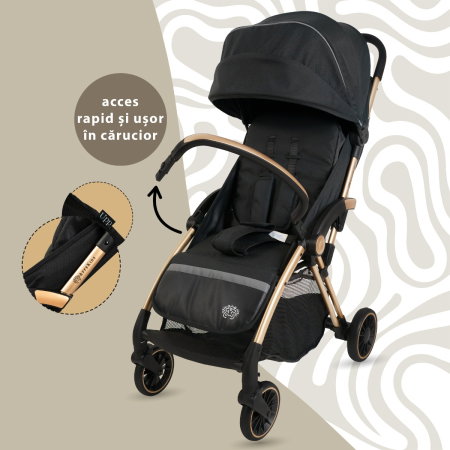 Carucior Sport AppeKids - Upp - Ultracompact, Pliere automata, De la nastere la 22 kg, Negru [4]