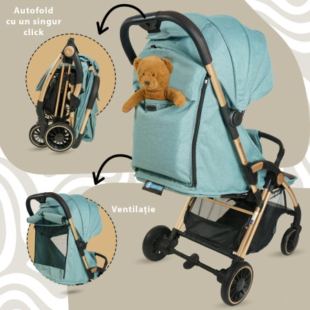 Carucior Sport AppeKids - Upp - Ultracompact, Pliere automata, De la nastere la 22 kg, Verde [3]
