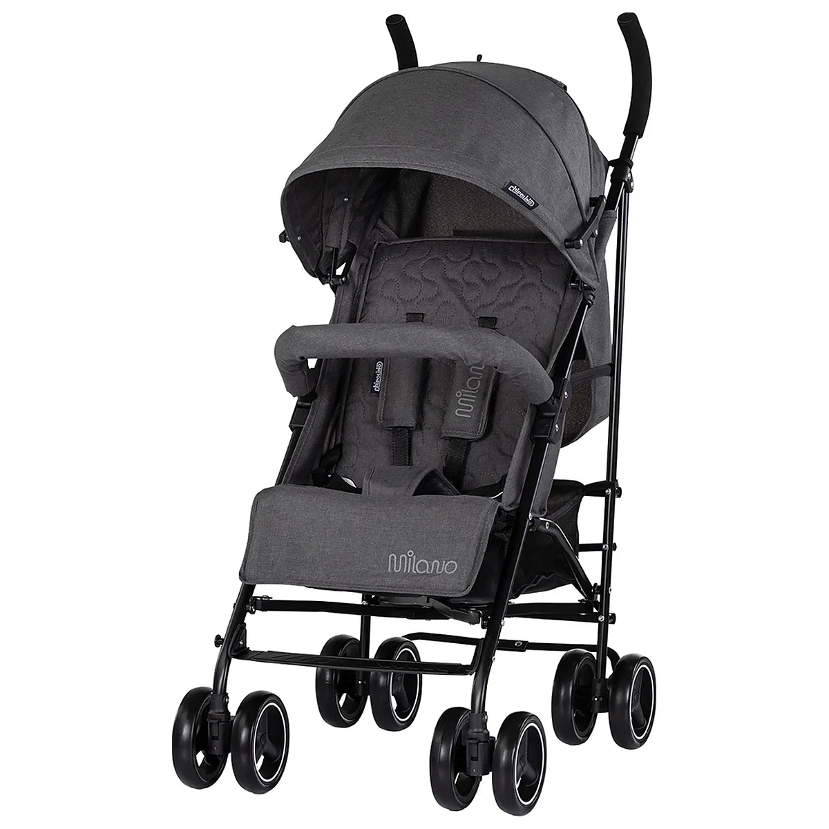 Carucioare sport - Carucior sport Chipolino Milano, pana la 22 kg, pliere cu o singura mana, tip umbrela, ultra-usor 5.6 kg - Charcoal