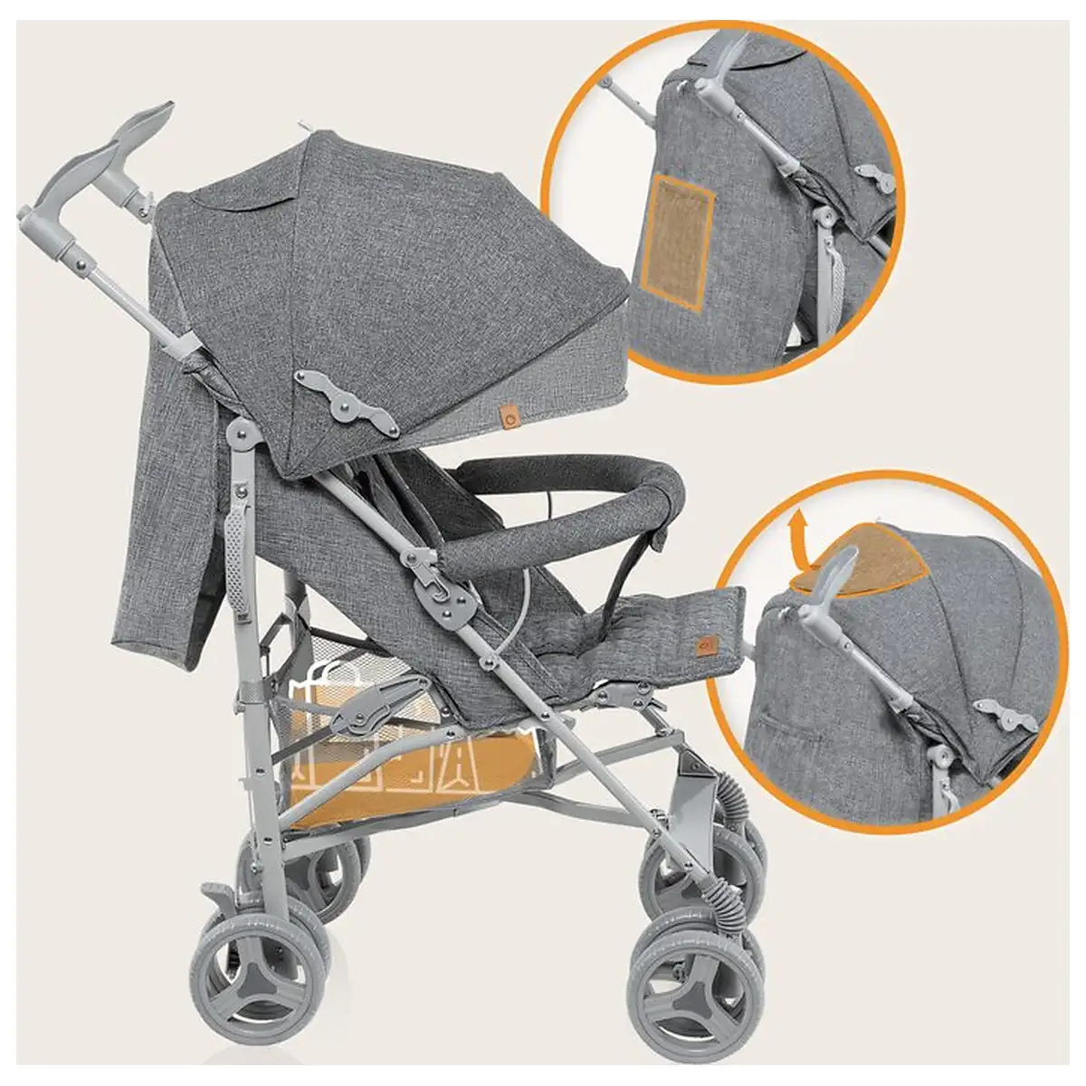 Carucior sport compact, Lionelo, Irma, Pliere tip umbrela, 6- 36 luni, Pana la 15 kg, Gri [11]