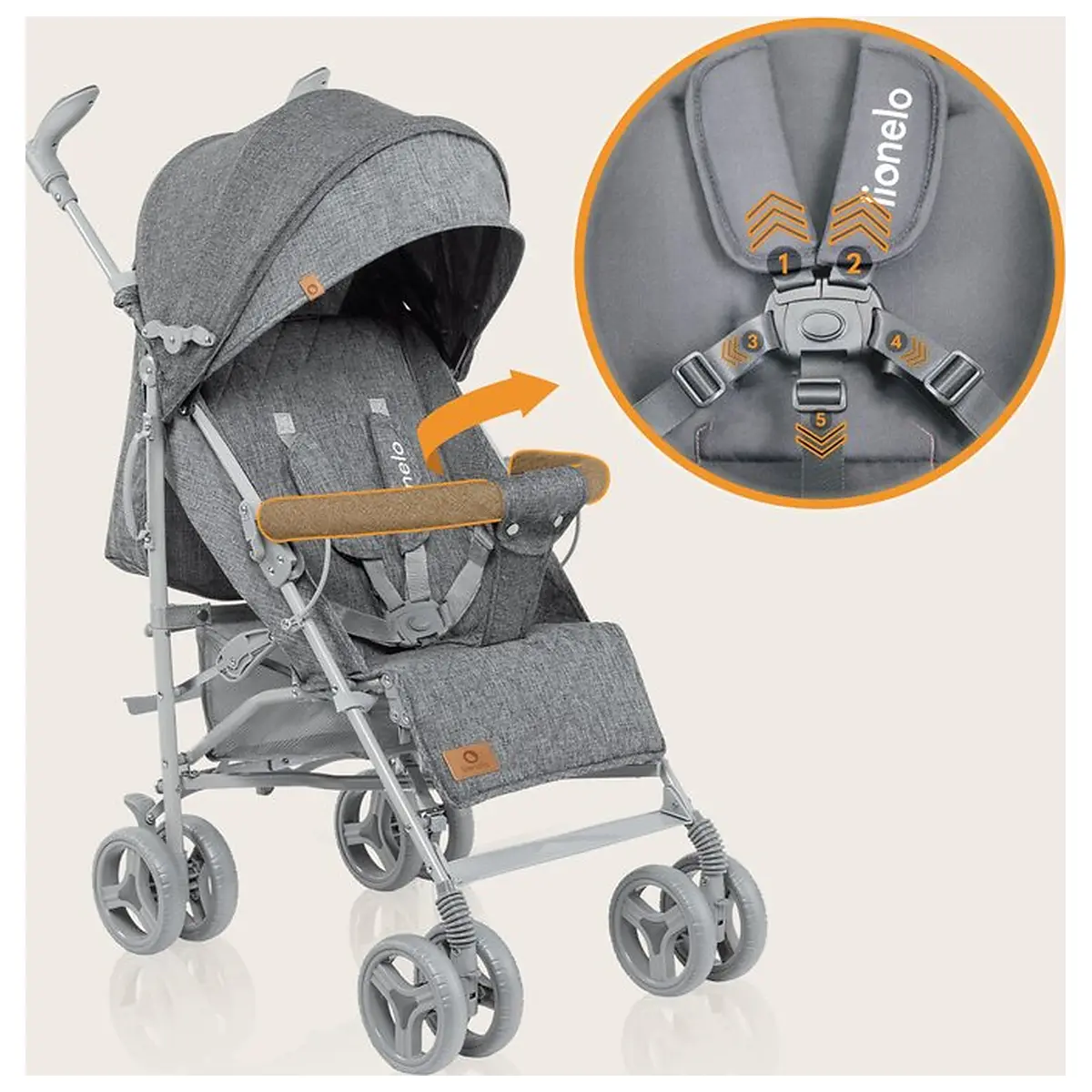 Carucior sport compact, Lionelo, Irma, Pliere tip umbrela, 6- 36 luni, Pana la 15 kg, Gri [9]