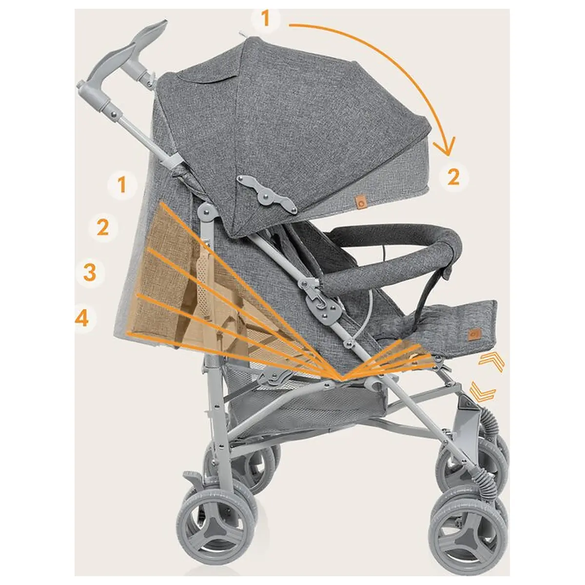 Carucior sport compact, Lionelo, Irma, Pliere tip umbrela, 6- 36 luni, Pana la 15 kg, Gri [8]