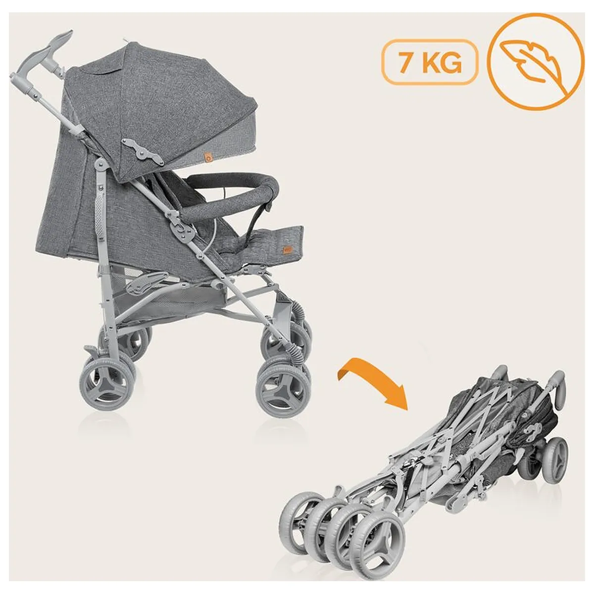Carucior sport compact, Lionelo, Irma, Pliere tip umbrela, 6- 36 luni, Pana la 15 kg, Gri [12]