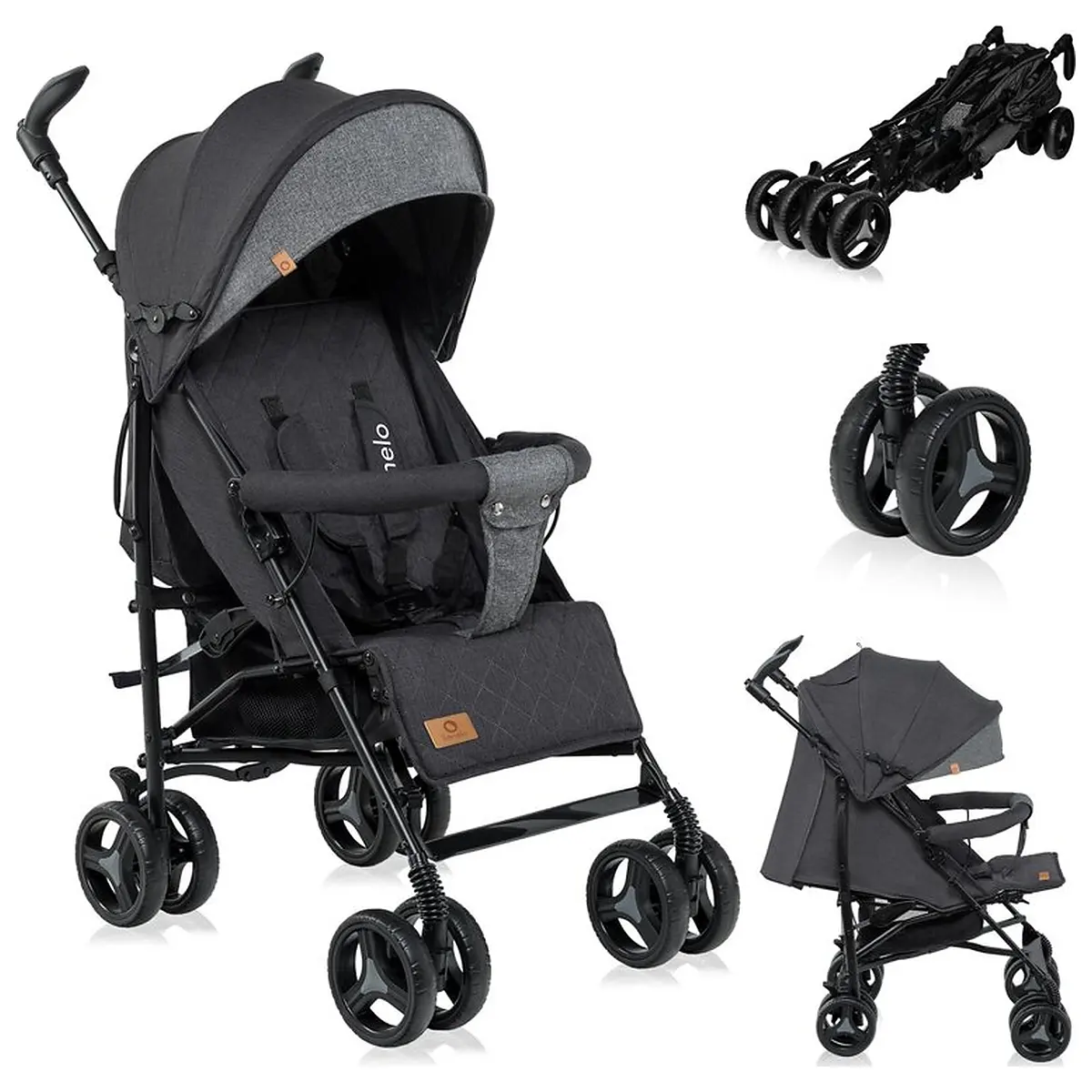 Carucior sport compact, Lionelo, Irma, Pliere tip umbrela, 6- 36 luni, Pana la 15 kg, Gri/Negru [2]
