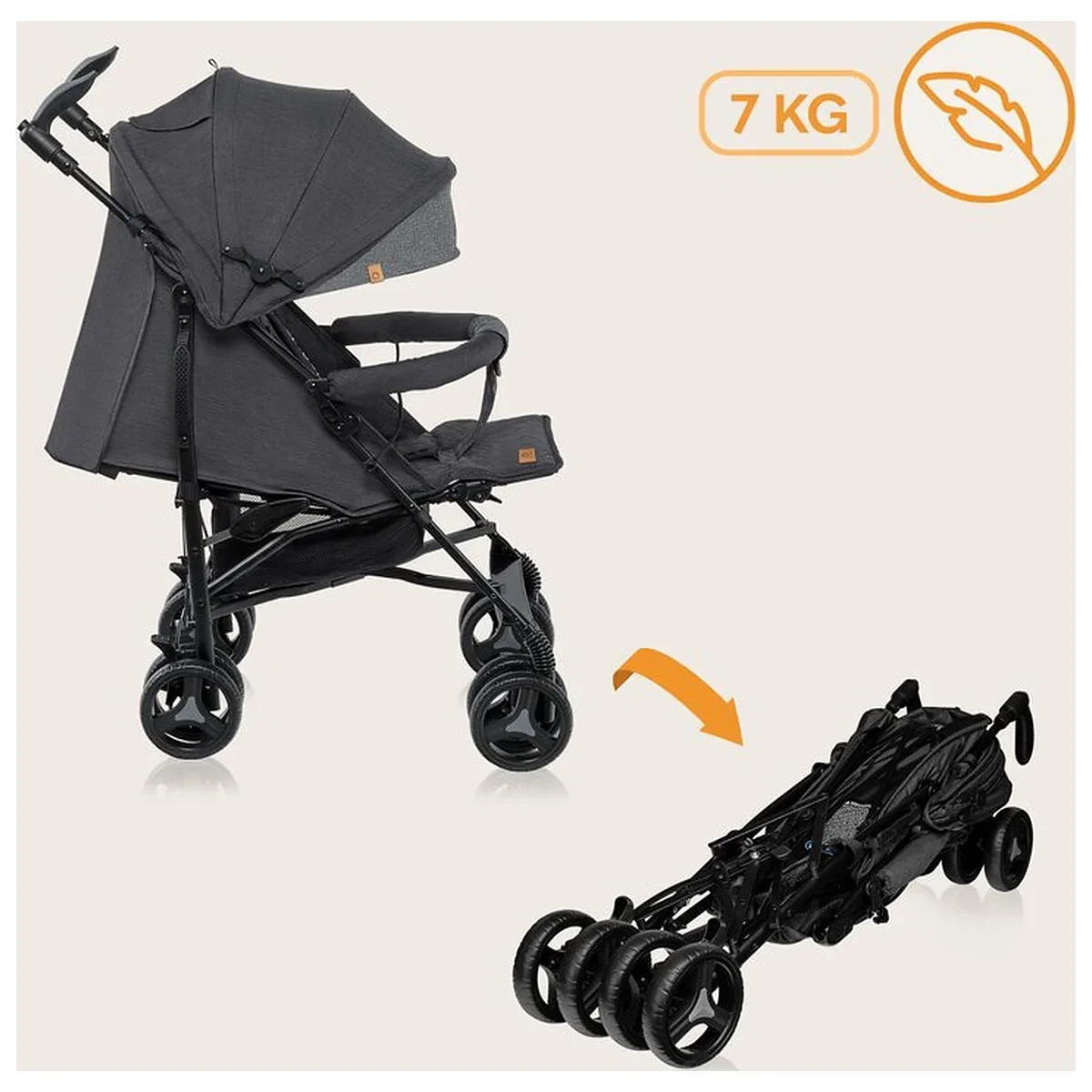 Carucior sport compact, Lionelo, Irma, Pliere tip umbrela, 6- 36 luni, Pana la 15 kg, Gri/Negru [11]
