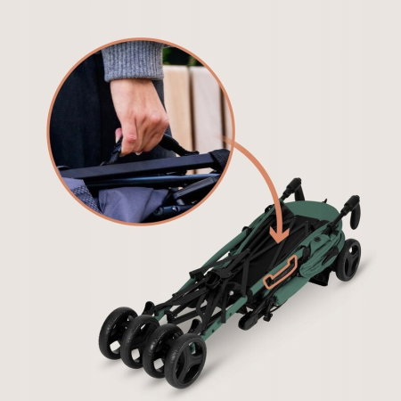 Carucior sport compact, Lionelo, Irma, Spatar ajustabil in 4 pozitii, Suport picioare reglabil, Manere rotative, Pliere tip umbrela, 6- 36 luni, Pana la 15 kg, Verde smarald [12]