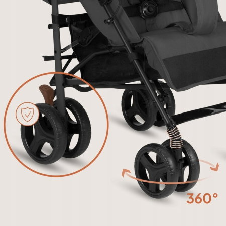Carucior sport compact, Lionelo, Irma, Spatar ajustabil in 4 pozitii, Suport picioare reglabil, Manere rotative, Pliere tip umbrela, 6- 36 luni, Pana la 15 kg, Gri inchis [15]