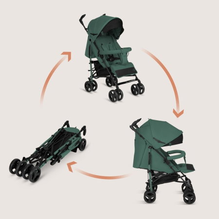 Carucior sport compact, Lionelo, Irma, Spatar ajustabil in 4 pozitii, Suport picioare reglabil, Manere rotative, Pliere tip umbrela, 6- 36 luni, Pana la 15 kg, Verde smarald [18]