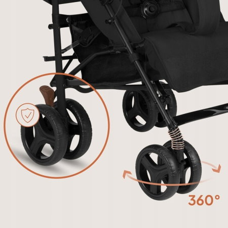 Carucior sport compact, Lionelo, Irma, Spatar ajustabil in 4 pozitii, Suport picioare reglabil, Manere rotative, Pliere tip umbrela, 6- 36 luni, Pana la 15 kg, Negru Onyx [15]