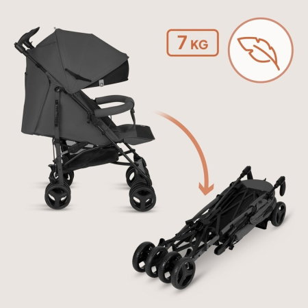 Carucior sport compact, Lionelo, Irma, Spatar ajustabil in 4 pozitii, Suport picioare reglabil, Manere rotative, Pliere tip umbrela, 6- 36 luni, Pana la 15 kg, Gri inchis [13]