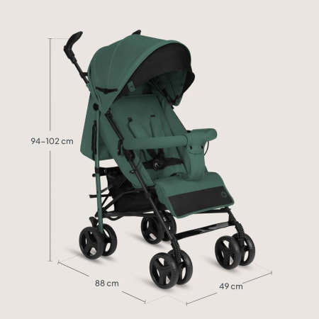 Carucior sport compact, Lionelo, Irma, Spatar ajustabil in 4 pozitii, Suport picioare reglabil, Manere rotative, Pliere tip umbrela, 6- 36 luni, Pana la 15 kg, Verde smarald [10]