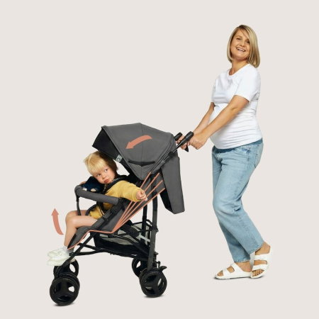 Carucior sport compact, Lionelo, Irma, Spatar ajustabil in 4 pozitii, Suport picioare reglabil, Manere rotative, Pliere tip umbrela, 6- 36 luni, Pana la 15 kg, Gri inchis [17]
