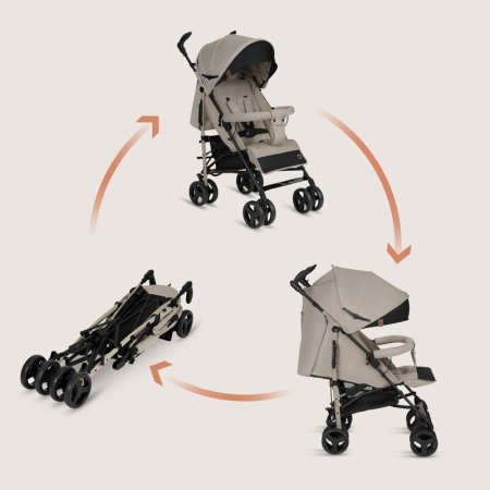 Carucior sport compact, Lionelo, Irma, Spatar ajustabil in 4 pozitii, Suport picioare reglabil, Manere rotative, Pliere tip umbrela, 6- 36 luni, Pana la 15 kg, Bej [3]