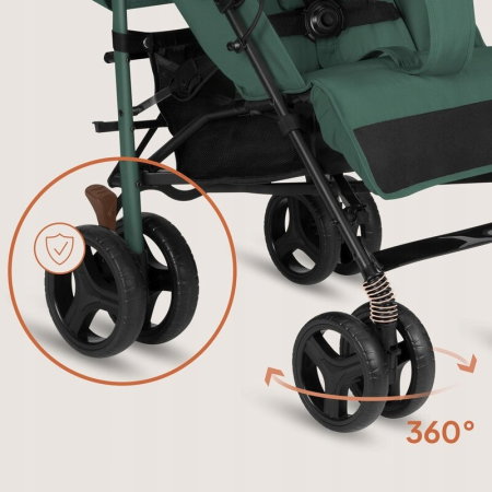 Carucior sport compact, Lionelo, Irma, Spatar ajustabil in 4 pozitii, Suport picioare reglabil, Manere rotative, Pliere tip umbrela, 6- 36 luni, Pana la 15 kg, Verde smarald [15]