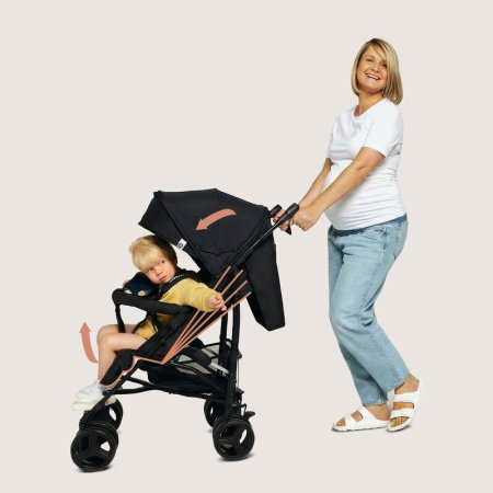 Carucior sport compact, Lionelo, Irma, Spatar ajustabil in 4 pozitii, Suport picioare reglabil, Manere rotative, Pliere tip umbrela, 6- 36 luni, Pana la 15 kg, Negru Onyx [17]
