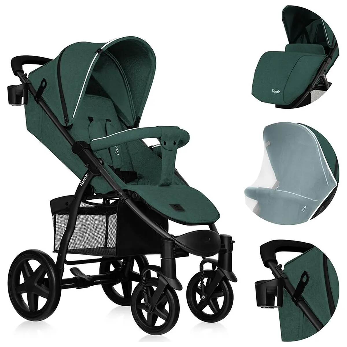 Carucior sport, Lionelo, Annet Plus, De la nastere, Cu accesorii si capotina XXL reglabila, 0 - 22 Kg, Conform cu [27]