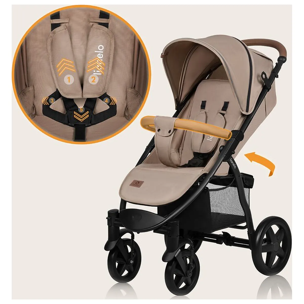 Carucior sport, Lionelo, Annet Plus, De la nastere, Cu accesorii si capotina XXL reglabila, 0 - 22 Kg, Conform cu [29]