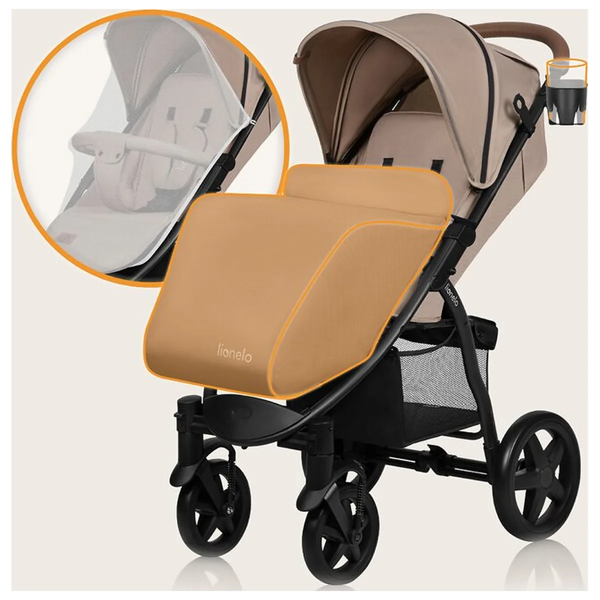 Carucior sport, Lionelo, Annet Plus, De la nastere, Cu accesorii si capotina XXL reglabila, 0 - 22 Kg, Conform cu [31]