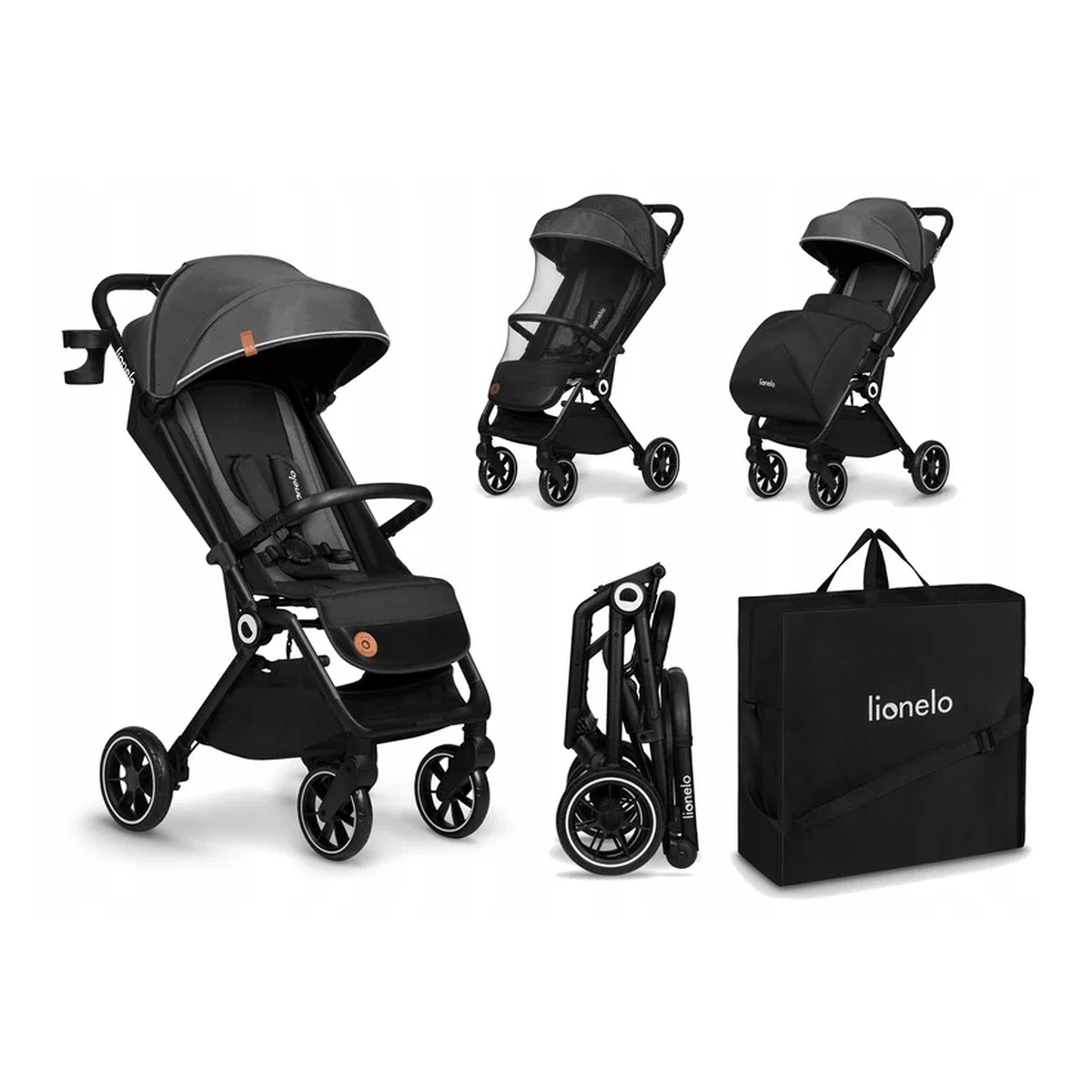 Carucior sport, Lionelo, Cloe, Cu accesorii, Pliere compacta pentru avion, cu o singura mana, 6 luni+, Gri [2]