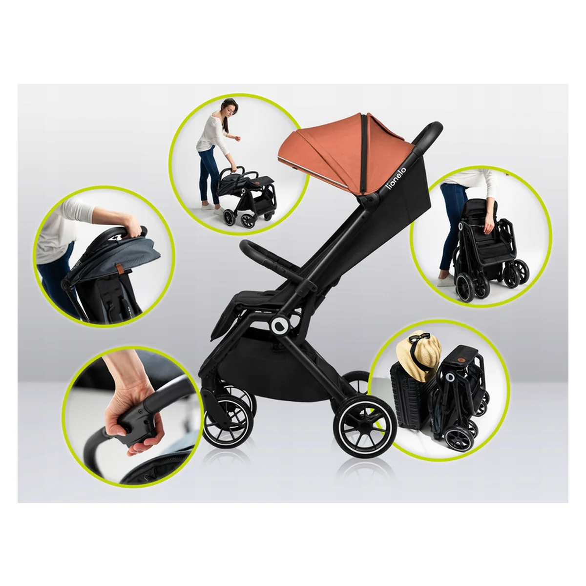 Carucior sport, Lionelo, Cloe, Cu accesorii, Pliere compacta pentru avion, cu o singura mana, 6 luni+, Gri [11]