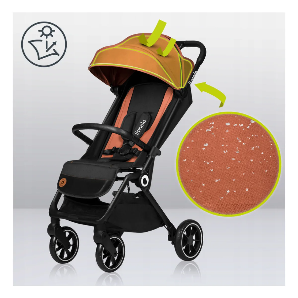 Carucior sport, Lionelo, Cloe, Cu accesorii, Pliere compacta pentru avion, cu o singura mana, 6 luni+, Gri [19]