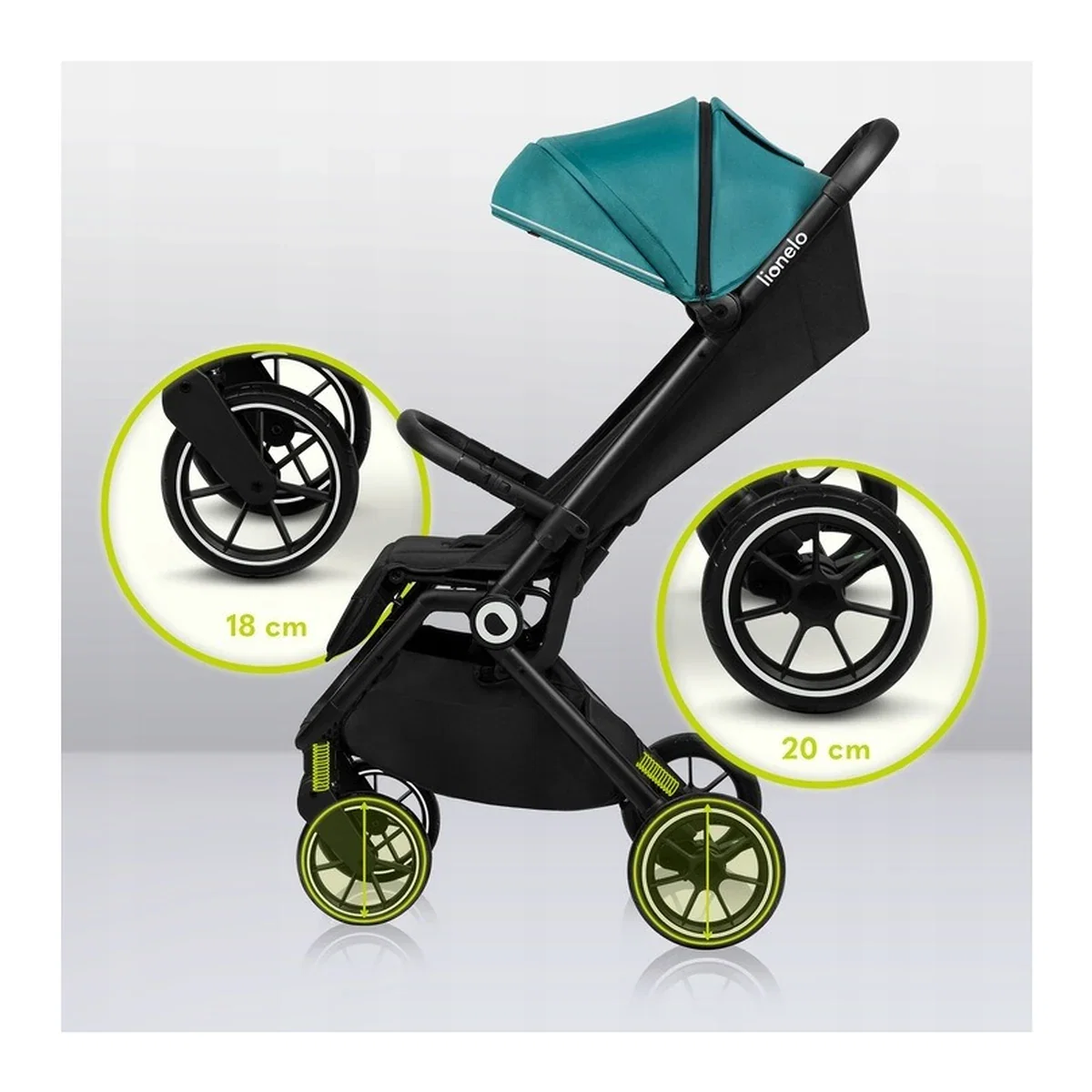 Carucior sport, Lionelo, Cloe, Cu accesorii, Pliere compacta pentru avion, cu o singura mana, 6 luni+, Verde Smarald [26]