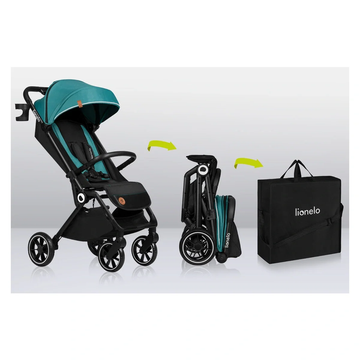 Carucior sport, Lionelo, Cloe, Cu accesorii, Pliere compacta pentru avion, cu o singura mana, 6 luni+, Verde Smarald [3]
