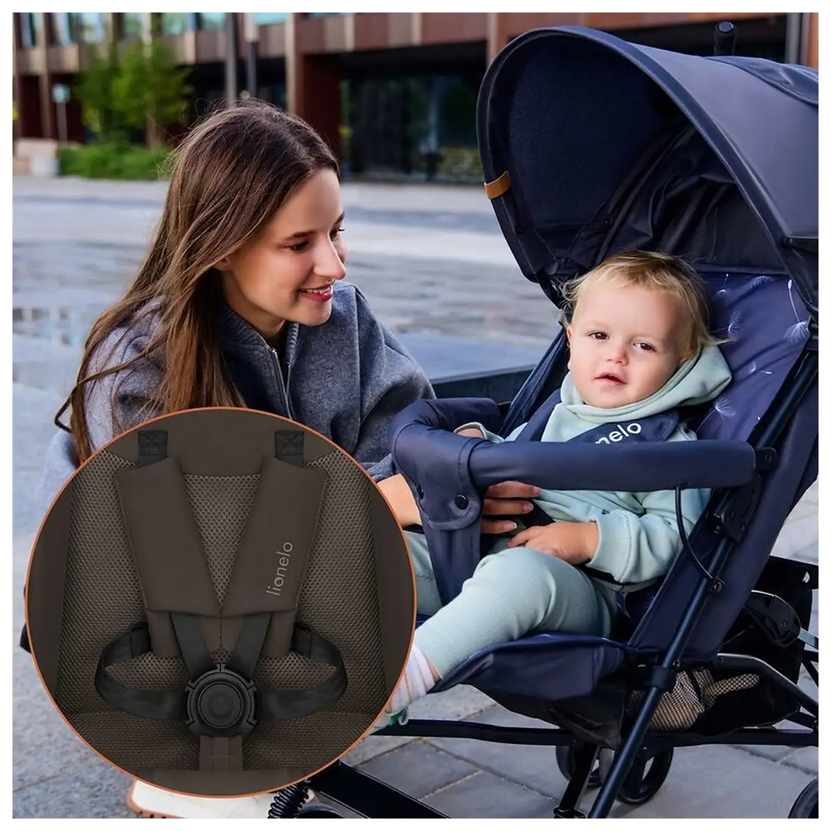 Carucior sport, Lionelo, Elia, Cu plasa de tantari, Suport de picioare reglabil, Spatar ajustabil in 4 pozitii, Capotina XXL, Pliere tip umbrela, Capacitate 15 kg, 6 luni+, Maro [15]