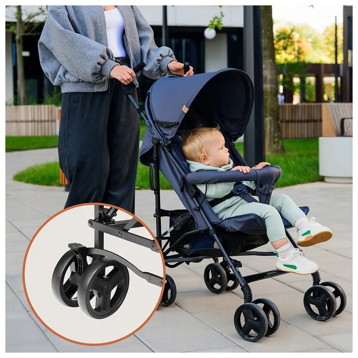 Carucior sport, Lionelo, Elia, Cu plasa de tantari, Suport de picioare reglabil, Spatar ajustabil in 4 pozitii, Capotina XXL, Pliere tip umbrela, Capacitate 15 kg, 6 luni+, Maro [17]