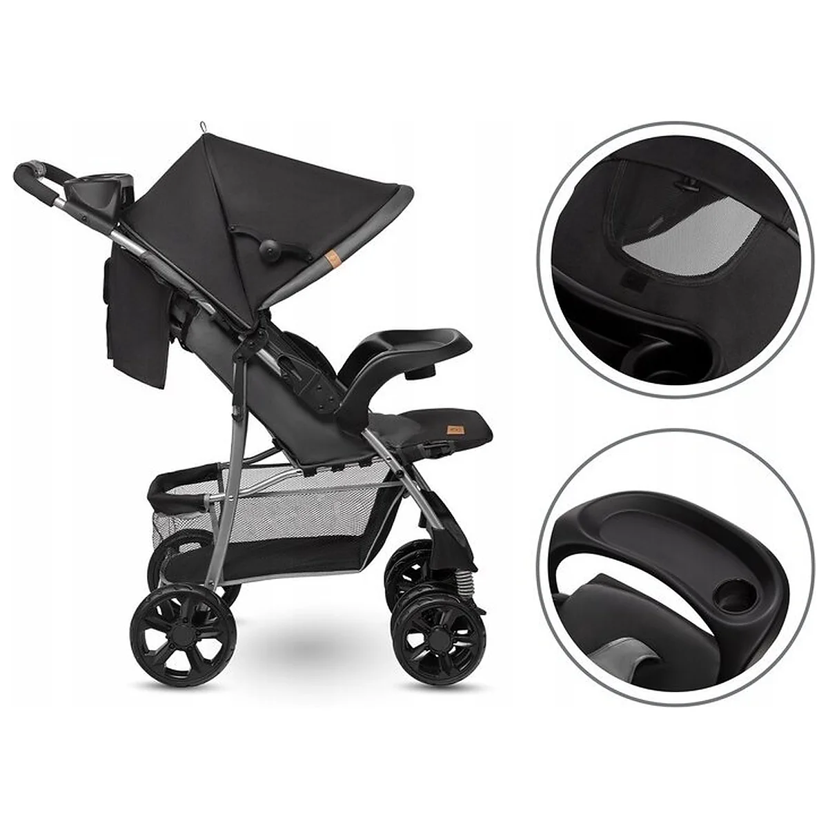 Carucior sport, Lionelo, Emma Plus, Cu tavita, 2 Suporturi pentru pahar, Geanta accesorii, Conform cu standardul [23]