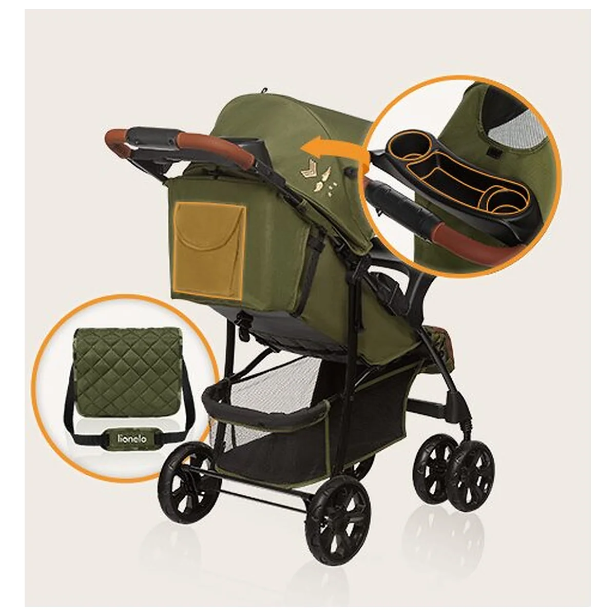Carucior sport, Lionelo, Emma Plus, Geanta accesorii, Forest Green 6 luni [17]