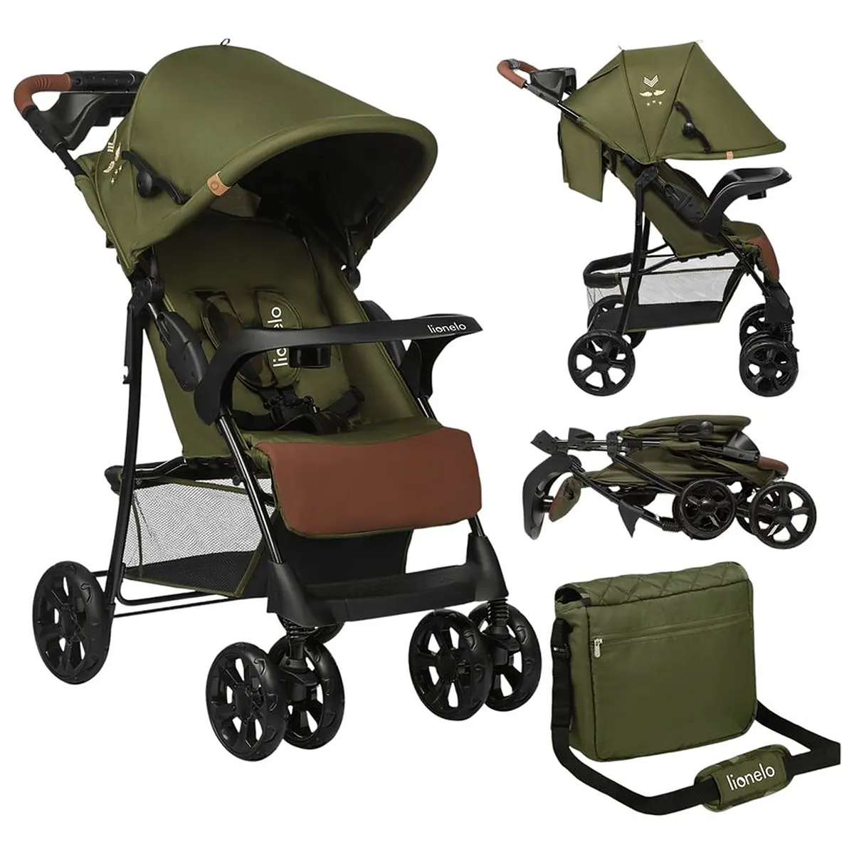 Carucior sport, Lionelo, Emma Plus, Geanta accesorii, Forest Green 6 luni [2]