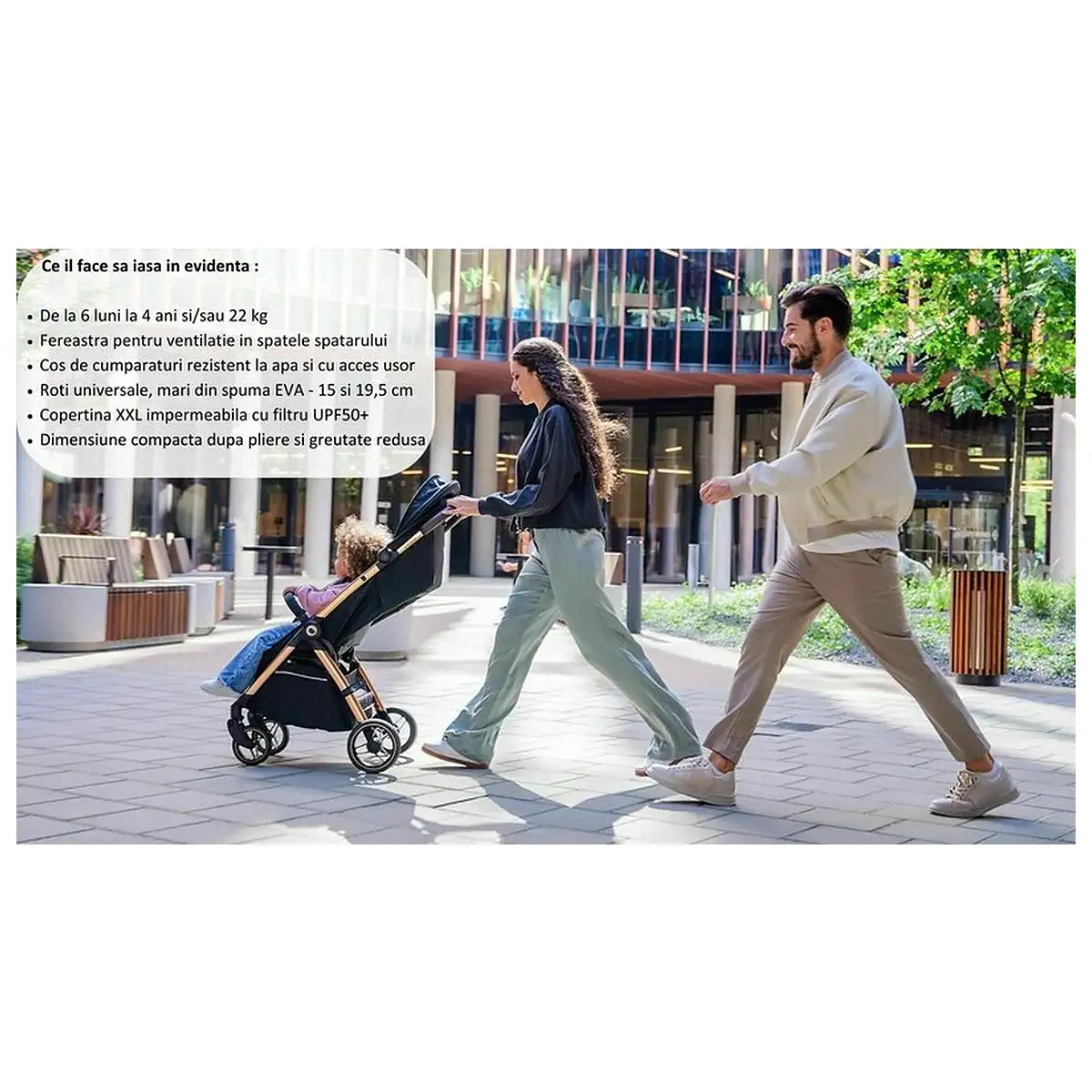 Carucior sport, Lionelo, Ingrid, Capotina impermeabila cu filtru UPF50+, Pana la 22 Kg, Spatar reglabil in 3 pozitii, [24]